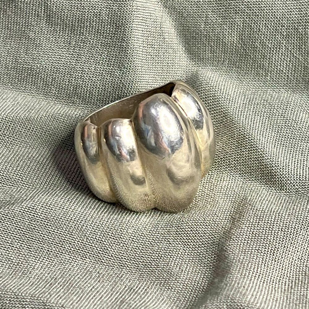 🇲🇽 Vintage Mexican Silver Ridged Dome Ring 🇲🇽